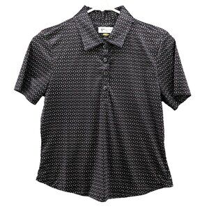 Greg Norman Short Sleeve Polo Shirt Womens S Golf Black Printed Active